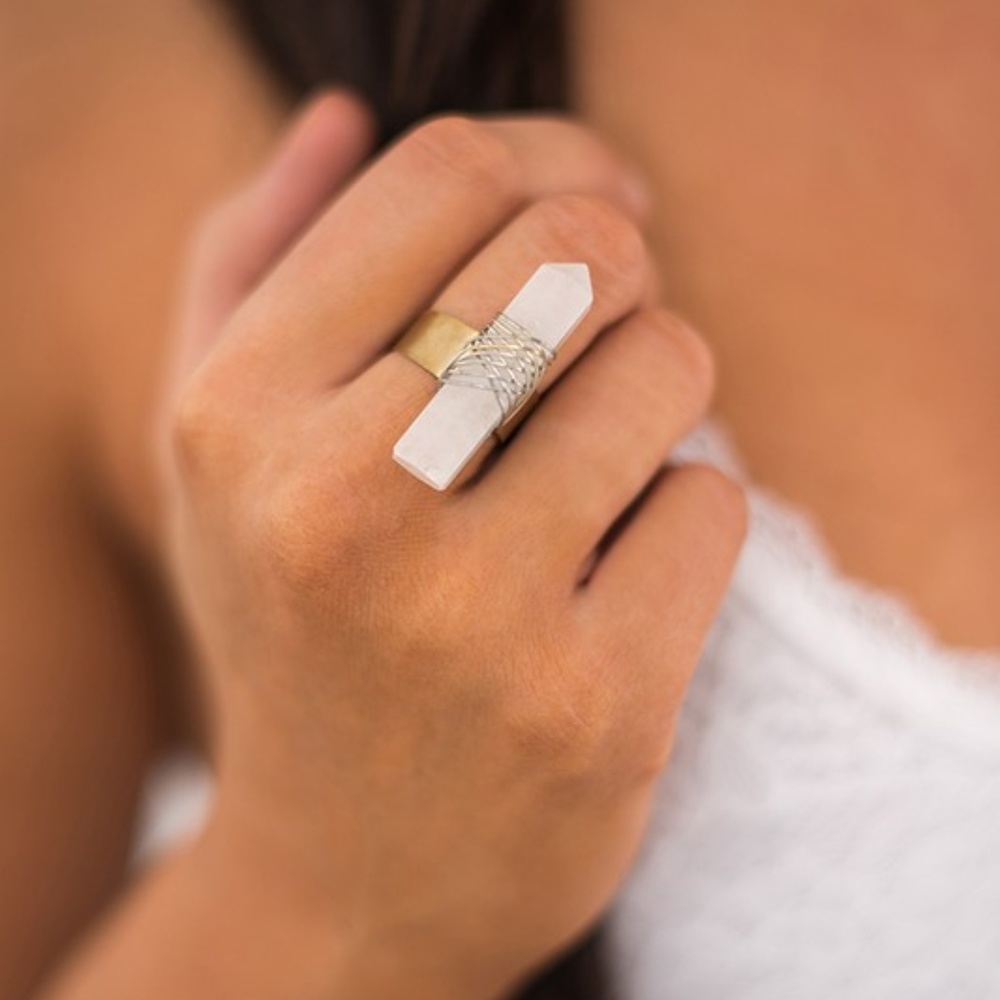 BOHO White Stone Crystal Ring